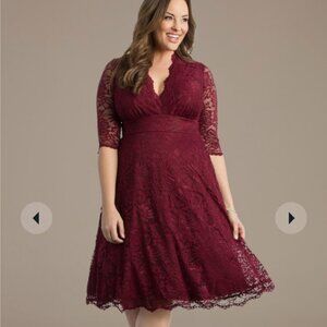 Kiyonna Mademoiselle Lace Dress - Pinot Noir, Size 0X (10-12)